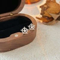 wholesale Sterling Silver with Snowflake Ear Studs for Women, Ethereal and Fresh Style, Elegant and Sweet Best Friend Earrings, Versatile Accessories-Sterling silver