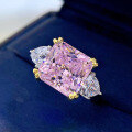 wholesale S925 Sterling Silver New 5ct Cushion Cut Yellow Pink Simulated Diamond Ring for Women-0-6