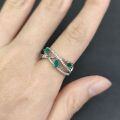 wholesale S925 Sterling Silver Small-Design Branch Natural Topaz Ring Group Setting Green Chrysoprase Colored Gemstone Ring for Men and Women-0-2