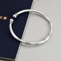 wholesale 999 Silver Blossoming Pearls Tranquil and Far-reaching Pear Blossom Bangle, Retro National Style Ethnic Minimalist Bracelet-0-3