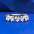 wholesale S925 Sterling Silver Full Diamond Pavé 5*5 Heart-Shaped Row Ring European and American Cross-Border Ins Style-0-6