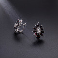 wholesale S925 sterling silver European and American style cross-border natural garnet marquise gemstone ear studs with British clasp silver earrings-0-1
