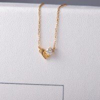 wholesale S925 Sterling Silver Red Elk All-Over Love Heart Zirconia Peach Pendant Women's Minimalist Necklace Designer Collarbone Chain-BX0446-Gold 925 Silver