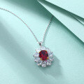 wholesale 925 Sterling Silver Cross-Border Best-Selling High-End Zircon Flower Pendant Ruby Necklace for Women with a Premium Feel-0-3