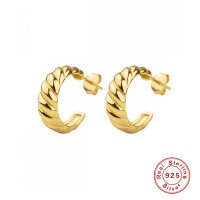 wholesale S925 Sterling Silver Fashion Croissant C-shaped Hoop Earrings, Cross-border Bestseller, Trendy INS Style-gold