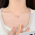 S925 Sterling Silver Love Sound Wave Moissanite Pendant Necklace-0-1