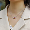 wholesale S925 Silver Rose Cultivation Ruby Necklace for Women, New European and American Light Luxury Style, with Colorful Gemstone Inlay, Collarbone Chain, Available for Wholesale from Manufacturers-0-4