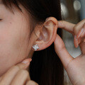 S925 Silver Moissanite Lucky Four-Leaf Clover Earrings-0-2
