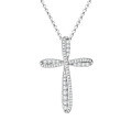 wholesale S925 Sterling Silver Cross Border New Snake Bone Cross Moissanite Necklace Luxury High-End Pendant Collarbone Chain-0-4