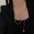 wholesale S925 Sterling Silver Heavy Duty Snake Chain Women's Korean Layered High-End Baroque Pearl Fringe Necklace-0-1