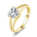Metal Heart-Cut Zirconia Women's Split Shank Solitaire Ring, Light Luxury Cross-Border Hot-Style Wholesale-0-5