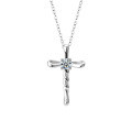 Sterling Silver Women's Cross Necklace with Moissanite Pendant-0-3
