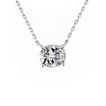 925 Silver Classic Oval Moissanite Pendant Necklace-0-3