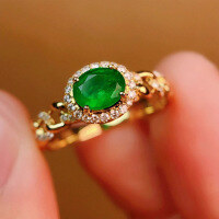 wholesale S925 Sterling Silver Red Elk Full Body French Light Luxury Chain Ring Small Emerald Ring Tail Ring Fashion Daily-BZ0021-Gold US size 6