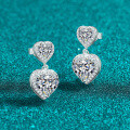 S925 Sterling Silver Moissanite Double Heart Stud Earrings-0-0