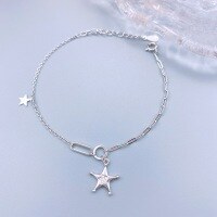 wholesale S925 Sterling Silver Geometric Five-Pointed Star Bracelet, Ins Style, Personalized Design, Versatile Daily Wear Women's Best Friend Jewelry-Lucky Star Bracelet 925 Silver