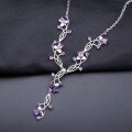 wholesale 925 Sterling Silver Luxurious Natural Gemstone Necklace for Women, High-End Elegance with Genuine Amethyst, Perfect for Banquet and Stylish Outfit Pairing-0-2