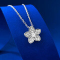 wholesale Sterling Silver, Dainty Floral Pave Necklace for Women, MinimalistDesign with Full Diamond Accents, Ins-Chic Collarbone Chain-0-1