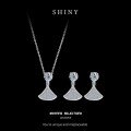 S925 Silver Bling Crystal Women's Earrings and Necklace Set-0-5