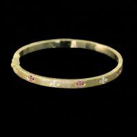 wholesale 925 Silver Gold Plated High Carbon Diamond Ke Ying Gold Frosted Powder Blue Gemstone Fashionable and Versatile Jewelry for Women Bracelet-Gold brushed 925 silver