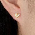wholesale S925 Sterling Silver Zircon Heart Stud Earrings, Minimalist Design, High-End Screw Ear Bone Earrings-0-3