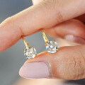 925 Sterling Silver Classic Four-Prong French Back Moissanite Stud Earrings-0-1