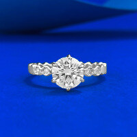 wholesale S925 Silver New Style 70 Six-Prong Round Diamond Hive Setting White Ring Romantic Wedding Ring Cross-Border Design-R1470 White Honeycomb No. 9