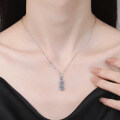 S925 Sterling Silver Full Pavé Moissanite Classic Halo Pendant Necklace for Women-0-2