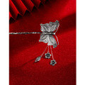 wholesale 999 Pure Silver Hairpin, Ethnic Style Retro Butterfly Tassel Hair Stick, Solid Silver Hair Accessory for Updo Hairpin-0-3
