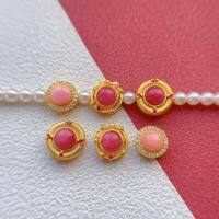 wholesale Gold-plated 925 ancient silver fittings set with natural rose quartz queen bei bead spacer beads and back cloud for DIY handmade beading-1# one