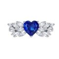 wholesale 925 Sterling Silver Simulated Sapphire Heart-Shaped Ring for Women, 7*7 Ice Flower Cut, Live Broadcast Best-Seller-0-5