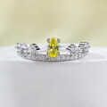 wholesale S925 Silver 3*5 Oval Yellow Diamond Ring for Engagement, High Carbon Diamond Ring Gift for Women-0-3