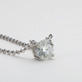 S925 Silver D Color Moissanite Three-Prong Single Stone Pendant Necklace-0-14