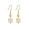 wholesale Metal material: 925 silver gold plated Natural jade earrings, ancient style Hanfu cheongsam ear accessories, fox fairy Hetian jade earrings-0-4