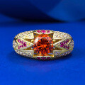 wholesale S925 silver jewelry livestream style 65mm round Fanta orange ring one-carat luxury piece drop shipping-0-5