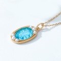 wholesale S925 Gold-Plated Synthetic Blue Crystal Pendant New European and American Style Luxury Necklace for Women Choker Factory Wholesale-0-2