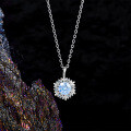 Metal Pendant Necklace, Classic Round Snowflake Design, 50-Point Moissanite, Live Stream Exclusive, Wholesale-0-1