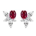 wholesale S925 Silver New High Carbon Diamond Stud Earrings 6*8 Simulated Pigeon Blood Red Earrings for Women,ins。-0-4