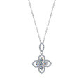 Sterling Silver Sunflower Pendant Necklace with Cubic Zirconia, New Design-0-3