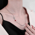 wholesale S925 Sterling Silver Korean-style Minimalist Fresh and Simple Forest-themed Wheat Ear Design with Red Accent Necklace-0-3