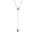 Sterling Silver Balance Beam Pendant Necklace with Pearl and Moissanite-0-3