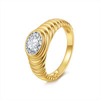 wholesale Metal material first: European and American new cross-border fashion irregular ring set with 6*8 moissanite, lightweight luxury design-Silver inlaid Moissanite--Gold No. 5