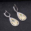 wholesale 925 Silver Italian Artisan Jewelry Designer Earrings, Natural Style Design with Genuine Peridot Gemstone Ear Drops-0-1