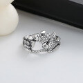wholesale S925 Sterling Silver Retro Ethnic Style Lotus and Double Koi Fish Ring, Antique Finish, Symbolizing Abundance Every Year, Versatile Hand Accessory-0-1