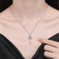 S925 Sterling Silver Moissanite Pendant Necklace, 1ct Eight-Pointed Star Key Design-0-2