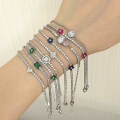 wholesale S925 Sterling Silver Summer Hot-Sale Women's Exquisite Geometric Zirconia Row Diamond Design Colorful Sweet Girl's Bracelet-0-2