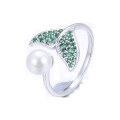 wholesale S925 Sterling Silver Mermaid Tail Ring for Women, Adjustable Open Ring, Small Pearl Accent, Niche Design, Luxury Cross-border New Accessory-0-4