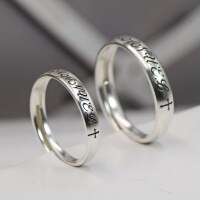 wholesale 925 Sterling Silver INS Retro European and American Style Couple Rings for Students, Adjustable Letter Ring for Men and Women-Women's single