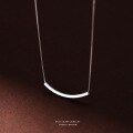wholesale S925 Sterling Silver Maker Smile Necklace for Women, Minimalist, Niche, High-End, Arc Square Tube Smile Collarbone Chain-0-0