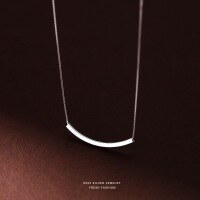 wholesale S925 Sterling Silver Maker Smile Necklace for Women, Minimalist, Niche, High-End, Arc Square Tube Smile Collarbone Chain-Curved Smile Necklace - White Gold > 925 Silver